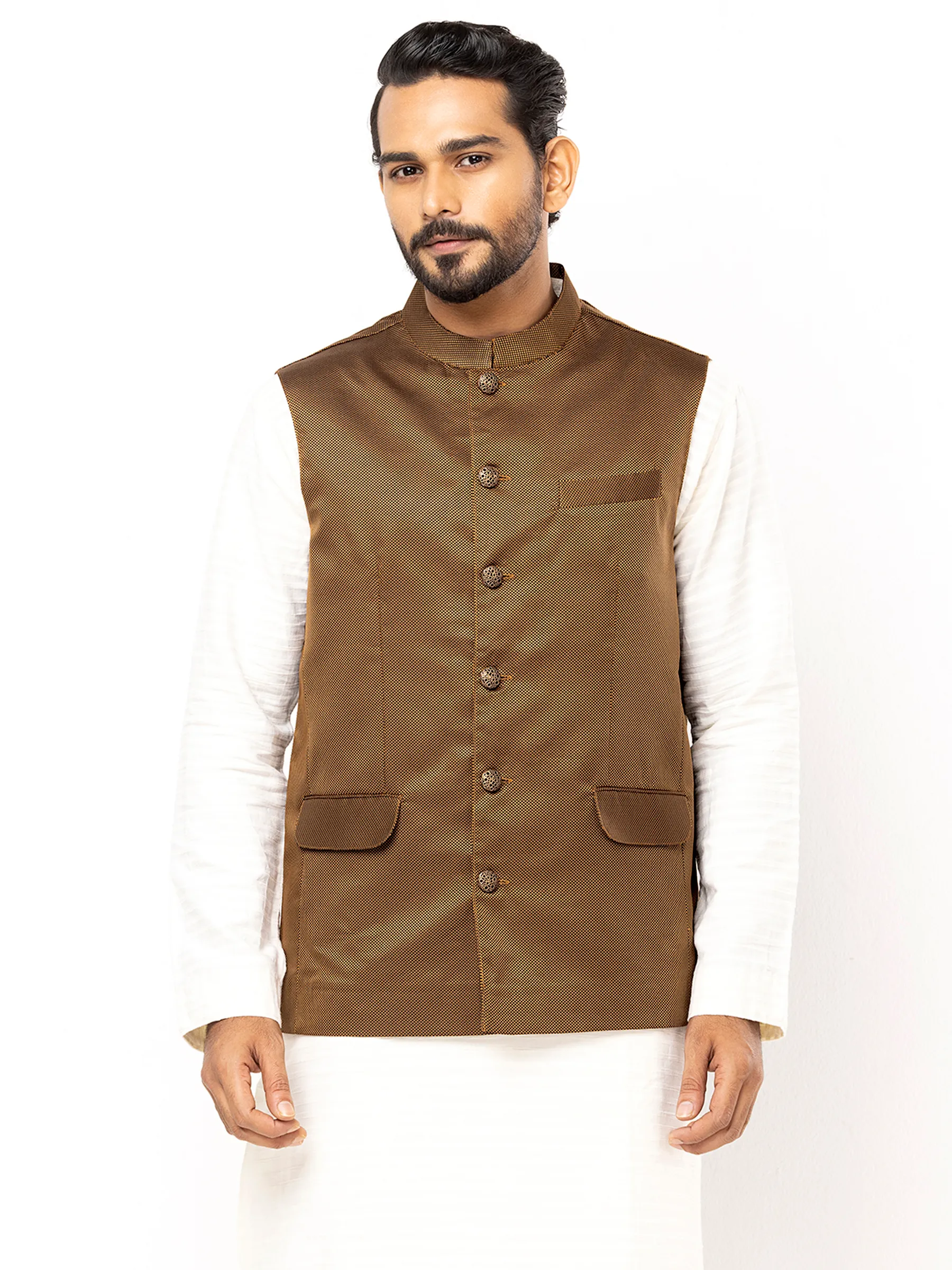 Mustard Textured Cotton Coaty